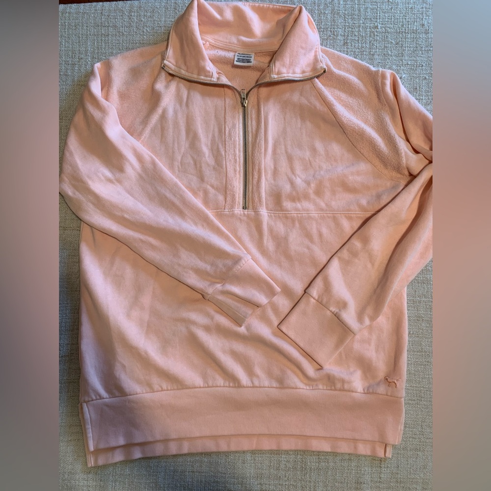PINK VS 1/4 zip peach sweatshirt